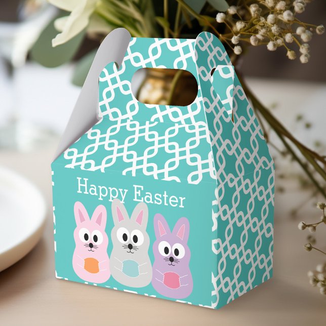 Cute Tecknad-Påskhare med eget namn Presentaskar (Personalized favor box - Easter party)