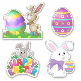 Cute Tecknad Påskhare Rabbit Stickers Klistermärken