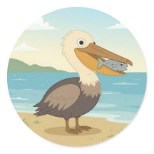 Cute Tecknad Pelican, havsfågel