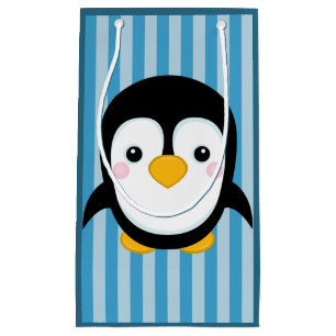 Cute Tecknad Penguin Design Blue Rand Mönster