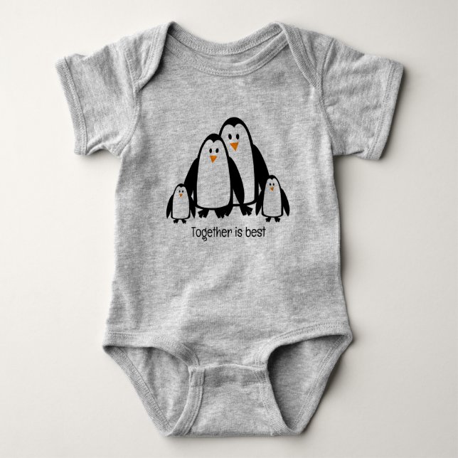 Cute Tecknad Penguin-familjen är tillsammans bäst T Shirt (Framsida)