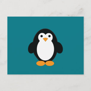Cute Tecknad Penguin Helg Vykort
