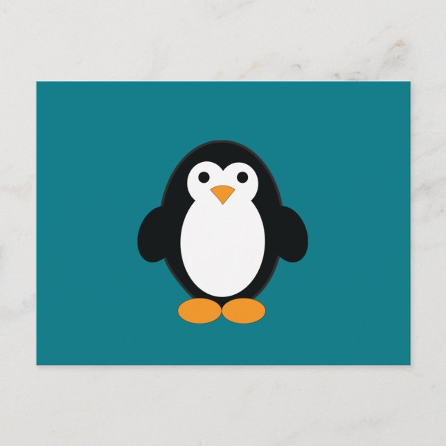 Cute Tecknad Penguin Helg Vykort (Framsida)