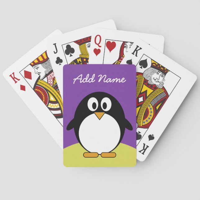 Cute Tecknad Penguin med ljusa färger Spel Kort (Baksidan)