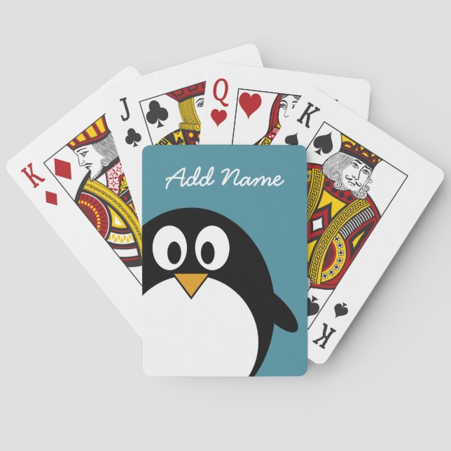 Cute Tecknad Penguin med ljusa färger Spel Kort (Baksidan)