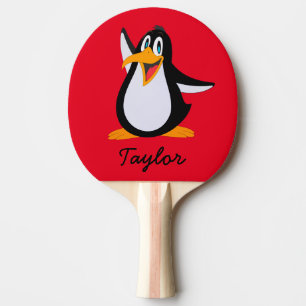 Cute Tecknad Penguin på Red med Namn Pingisracket