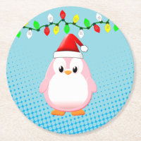 Cute Tecknad Penguin Santa Hat jul Ljus