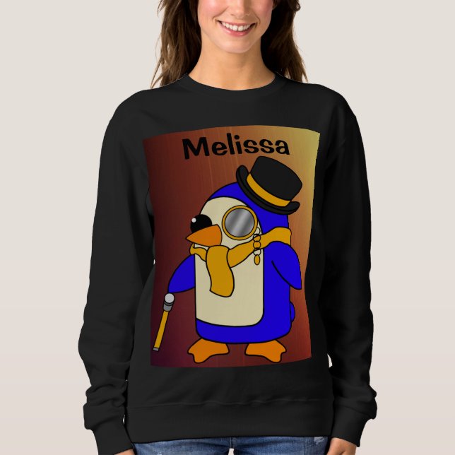 Cute tecknad penguin sol gult t shirt (Framsida)