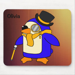 Cute tecknad penguin solig gult musmatta