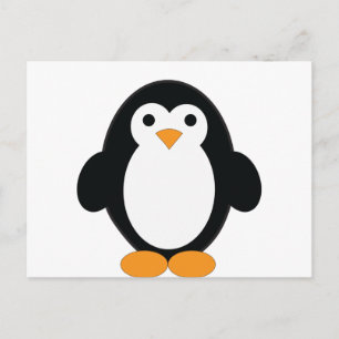 Cute Tecknad Penguin Vykort