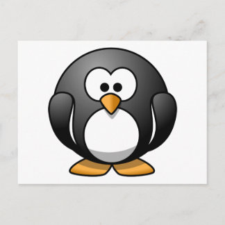 Cute Tecknad Penguin Vykort