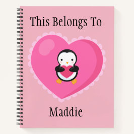 Cute Tecknad Penguin w/Hearts