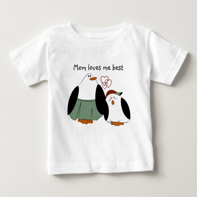 Cute Tecknad Penguins Mamma Kärlek Me Best T Shirt (Framsida)