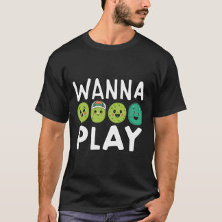 Cute Tecknad Pickle vill spela upp Pickleball T Shirt