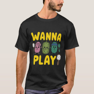Cute Tecknad Pickle vill spela upp Pickleball T Shirt
