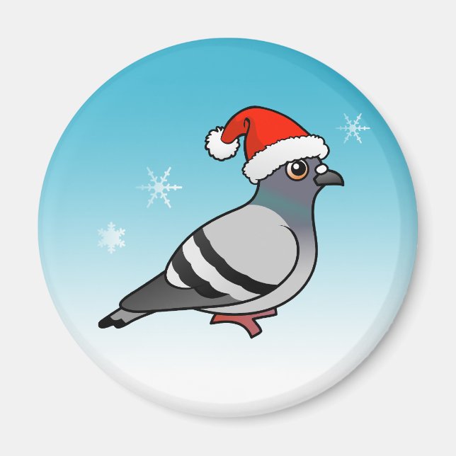 Cute Tecknad Pigeon Santa Magnet (Framsidan)