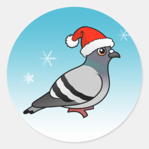 Cute Tecknad Pigeon Santa Runt Klistermärke