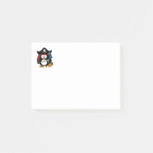 Cute Tecknad Pirat Penguin med Parrot Post-it Block