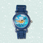 Cute tecknad polar med barnvakt personlig watch armbandsur<br><div class="desc">För barn med tecknadens fisketbjörn med polar. Anpassa till barnets namn eller ta bort det om du inte vill ha det. Välj klockan färg (den kommer från rosa,  lila,  blått eller svart) eller plocka ett helt annat stil. © ArianeC Illustrations-Alla höger reserverade</div>