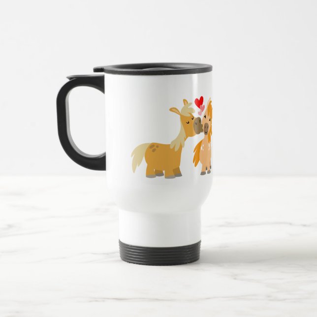 Cute Tecknad Ponies i Kärlek Resemugg (Vänster)