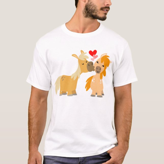 Cute Tecknad Ponies in Kärlek children T-shirt (Framsida)