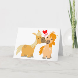 Cute Tecknad Ponies in Kärlek greeting Card Kort
