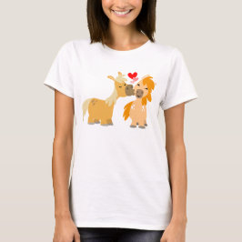 Cute Tecknad Ponies in Kärlek Women T-shirt