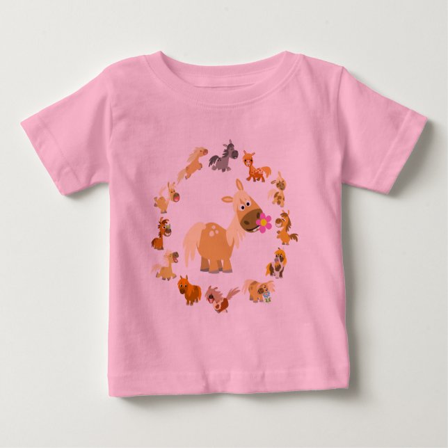 Cute Tecknad Ponies Mandala Baby T-Shirt (Framsida)