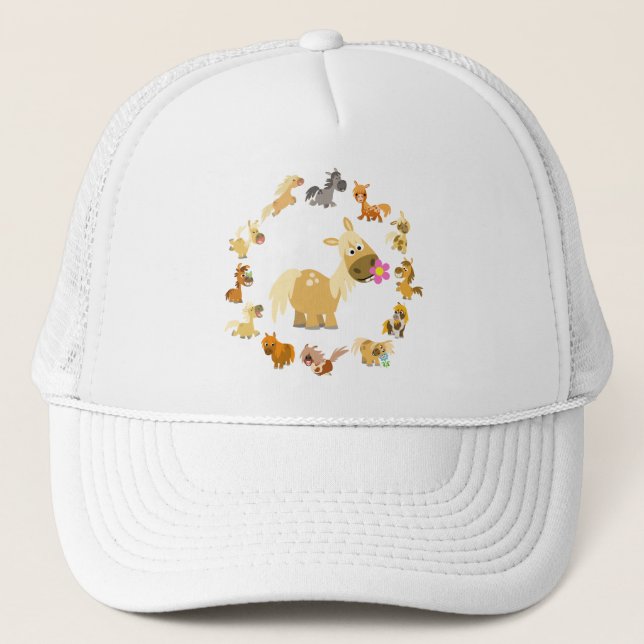 Cute Tecknad Ponies Mandala Hat Truckerkeps (Framsida)