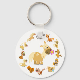 Cute Tecknad Ponies Mandala Keychain Nyckelring