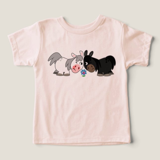 Cute Tecknad Ponies Standoff Baby T-Shirt (Design Framsida)