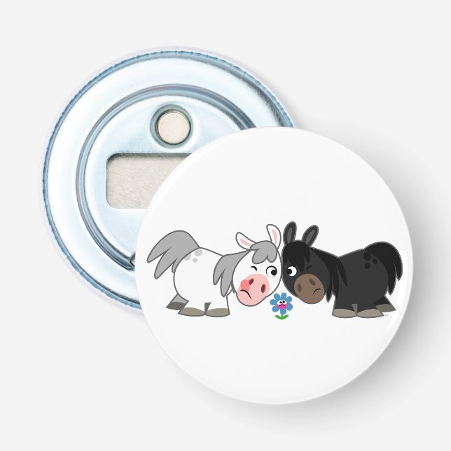 Cute Tecknad Ponies Standoff Button Bottenöppnare Flasköppnare (Framsidan)