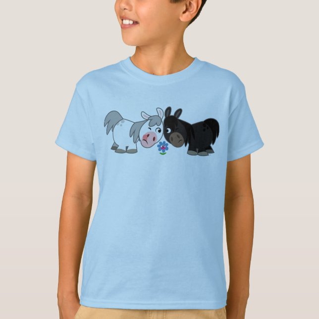 Cute Tecknad Ponies Standoff Children T-Shirt (Framsida)