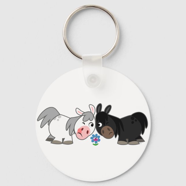 Cute Tecknad Ponies Standoff Keychain Nyckelring (Framsida)