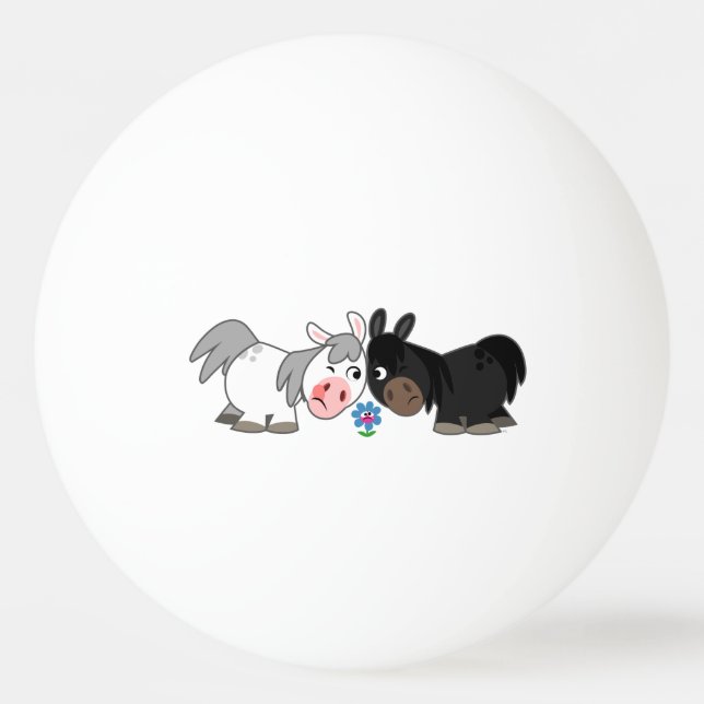 Cute Tecknad Ponies Standoff Ping Pong Boll (Framsidan)