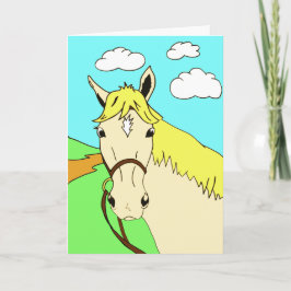 Cute Tecknad Pony Birthday Kort