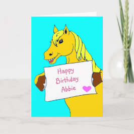 Cute Tecknad Pony med Message Birthday Kort
