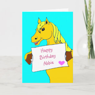 Cute Tecknad Pony med Message Birthday Kort