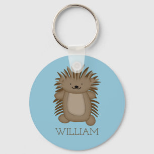 Cute Tecknad Porcupine med ditt namn eller text Nyckelring