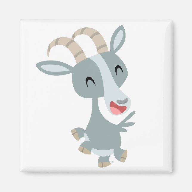 Cute Tecknad Prancing Goat Magnet (Framsidan)