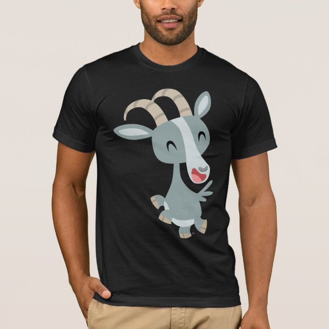 Cute Tecknad Prancing Goat T-Shirt (Framsida)