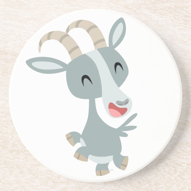 Cute Tecknad Prancing Goat Underlägg (Framsidan)