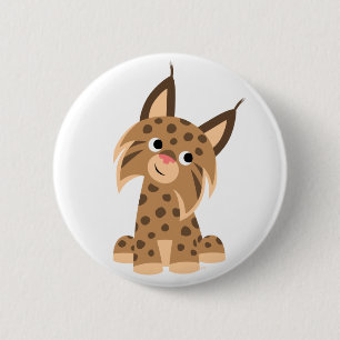 Cute Tecknad Prankish Lynx Button Badge Knapp