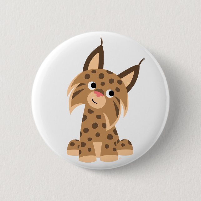 Cute Tecknad Prankish Lynx Button Badge Knapp (Framsida)