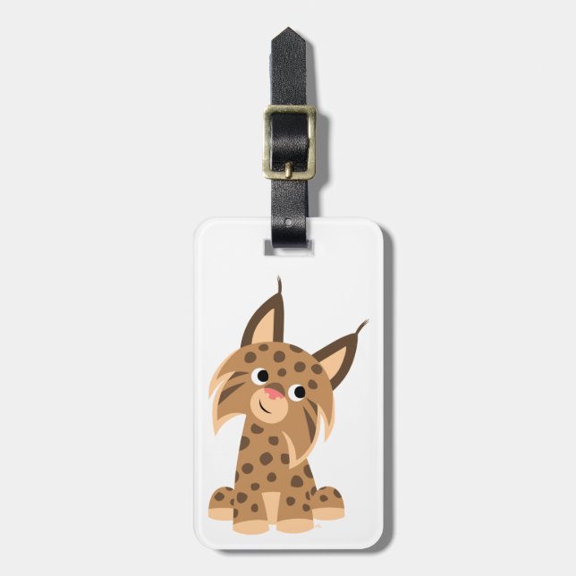 Cute Tecknad Prankish Lynx Luggage Tag Bagagebricka (Vertikal Framsida)
