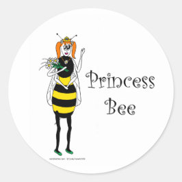 Cute tecknad Princess Bee Runt Klistermärke