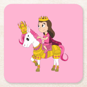 Cute tecknad princess dekorativ kudde underlägg papper kvadrat