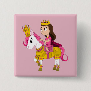 Cute tecknad princess knapp