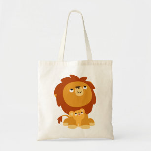 Cute Tecknad Protected Pappa Lejon och Unge Bag Tygkasse