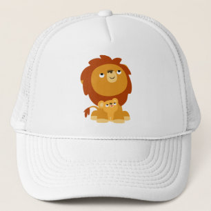 Cute Tecknad Protected Pappa Lejonare och Unge Hat Keps